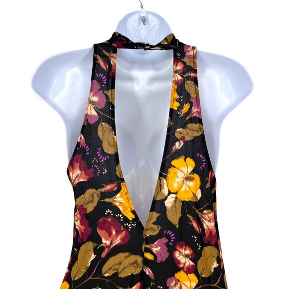 Intimately Free People Beaux Floral Halter Slip Mini Dress XS Black Multicolor - Picture 5 of 10